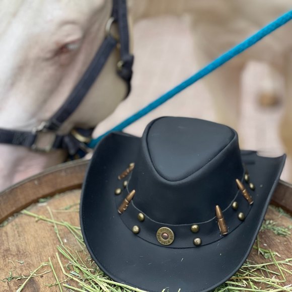 LIVSTAK WESTERN COWBOY, BLACK HAT, 100% LEATHER, Size L, S1LVK01, BALLER - Picture 7 of 12